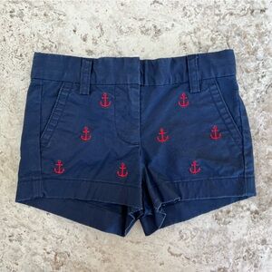 VINEYARD VINES Kids Nautical Anchors Pull-On Shorts in Navy Blue/Red, size 3T